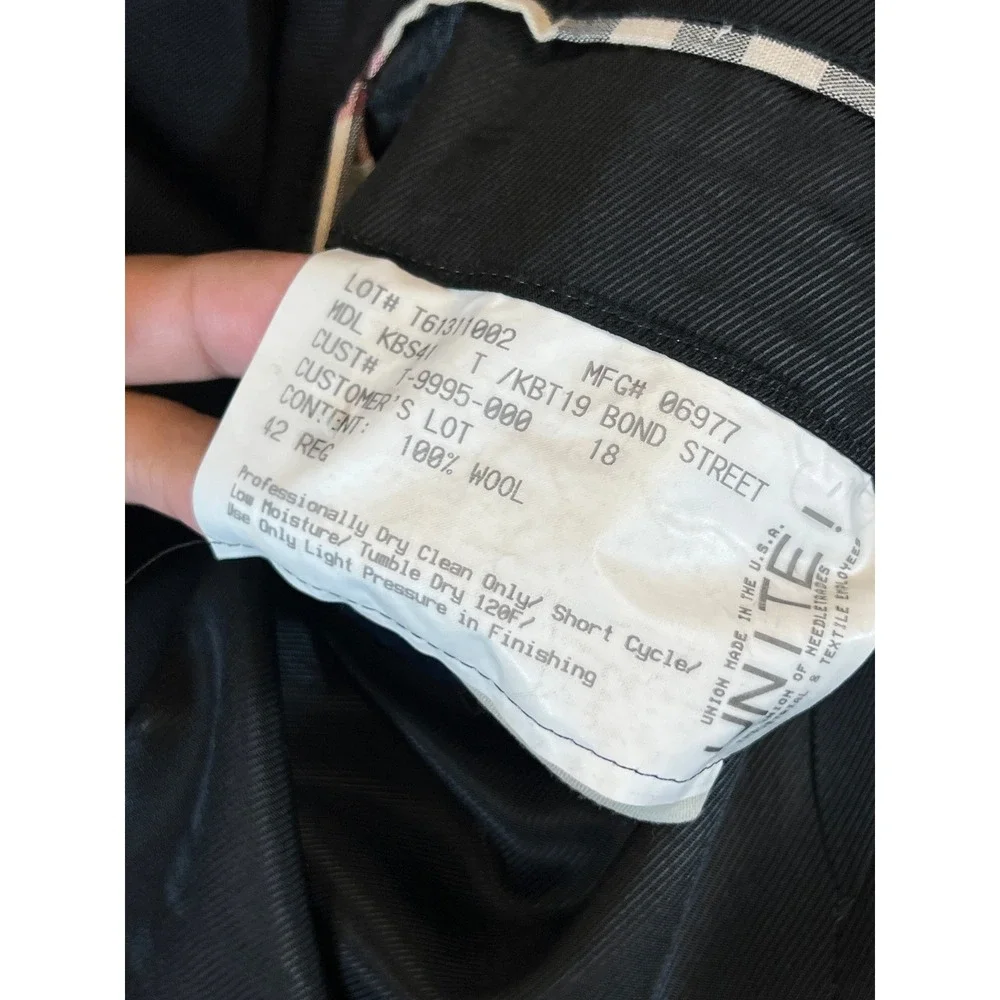Burberry London Mens 42R Black Wool 3-Button Blazer Sport Coat Vintage Y2K